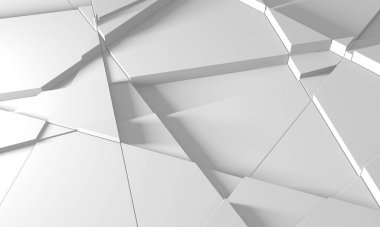 Beyaz Geometrik Poligon Soyut Arkaplan. 3d Hazırlama