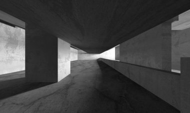 Dark Beton Duvar Mimarisi. Boş Oda. 3d Görüntüleme