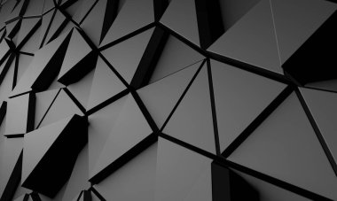 Karanlık Kaotik Poligon Yüzey Arkaplanı. 3d Görüntüleme