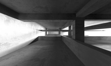 Soyut mimari iç plan. Boş beton oda. 3d hazırlayıcı