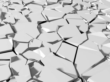 White cracked stone wall background. 3d rendering