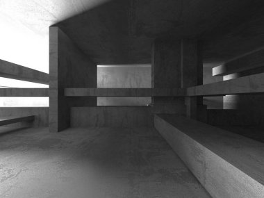 Soyut mimari arka plan. İçi boş beton döşeme. 3d hazırlayıcı