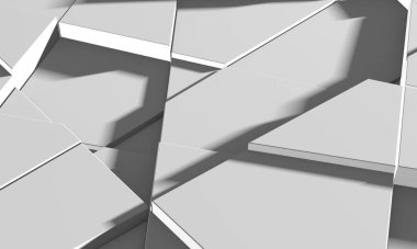 Beyaz Geometrik Poligon Soyut Arkaplan. 3d Hazırlama