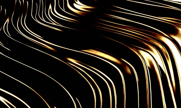 Altın soyut dalgalı sıvı arka plan. 3d resimleme