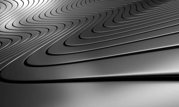 Metallic Abstract Wavy Stripes Background Render Illustration — Stock Photo, Image