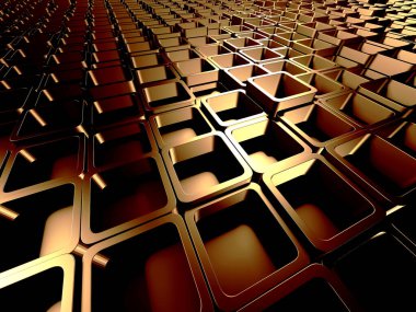 Lüks altın arka plan. Altın parıltılı küp dizisi. 3d hazırlayıcı