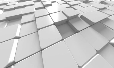 Beyaz küp yapısı. Soyut fütüristik geçmiş. 3d hazırlayıcı