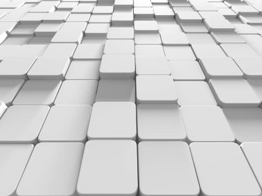 Beyaz küp yapısı. Soyut fütüristik geçmiş. 3d hazırlayıcı