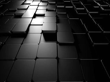 Koyu gümüş küpler. Soyut metalik arka plan. Modern tasarım. 3d hazırlayıcı