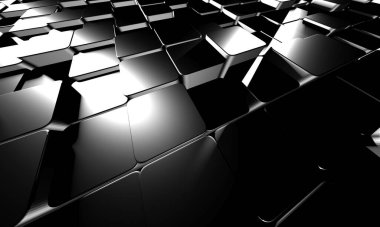 Koyu gümüş küpler. Soyut metalik arka plan. Modern tasarım. 3d hazırlayıcı