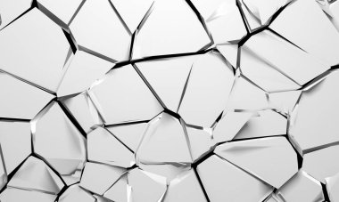 White cracked stone wall background. 3d rendering