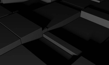 Soyut Karanlık Küpler Fütürist Tasarım Arkaplanı. 3d Görüntüleme