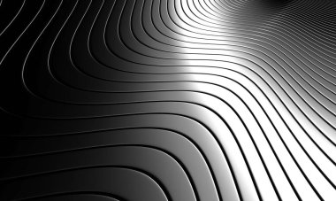 Metalik soyut dalgalı çizgili arka plan. 3d resimleme