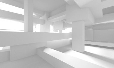 Beyaz Modern Arkaplan. Soyut Bina Konsepti. 3d Hazırlama