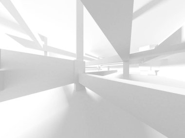 Beyaz Modern Arkaplan. Soyut Bina Konsepti. 3d Hazırlama