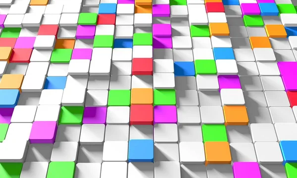 Colorful cubes blocks chaotic construction background. 3d render