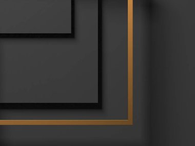 Luxury abstract background. Dark black gold. premium design  mock up. 3d rendering