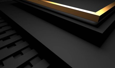 Luxury abstract background. Dark black gold. premium design  mock up. 3d rendering