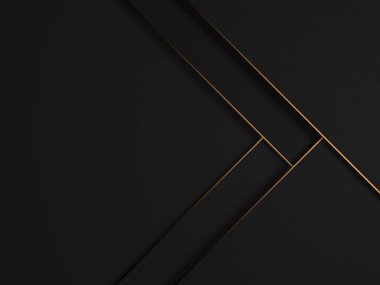 Modern abstract realistic paper with gold lines. Premium gradient geometric elements. 3d rendering