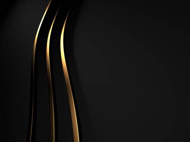 Luxury abstract background. Dark black gold. premium design  mock up. 3d rendering