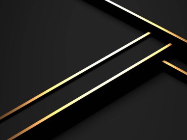 Modern abstract realistic paper with gold lines. Premium gradient geometric elements. 3d rendering