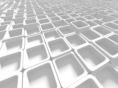 Beyaz küp yapısı. Soyut fütüristik geçmiş. 3d hazırlayıcı