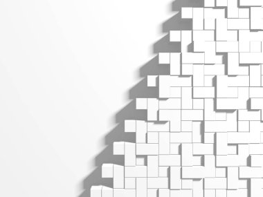 Beyaz küp yapısı. Soyut fütüristik geçmiş. 3d hazırlayıcı