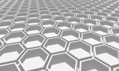 Beyaz Geometrik Altıgen Soyut Arkaplan. 3d Hazırlama