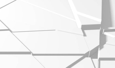 Beyaz Geometrik Poligon Soyut Arkaplan. 3d Hazırlama