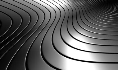 Metalik soyut dalgalı çizgili arka plan. 3d resimleme