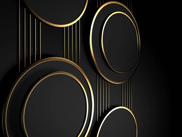 Luxury Abstract Background Dark Black Gold Premium Design Mock Rendering — Foto Stock