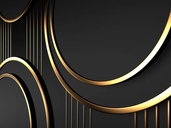 Luxury Abstract Background Dark Black Gold Premium Design Mock Rendering — Photo