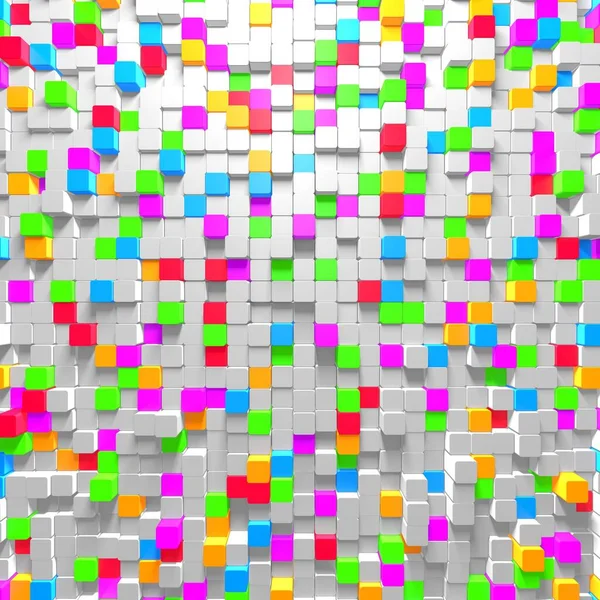 Cubi Colorati Blocca Sfondo Costruzione Caotico Rendering — Foto Stock