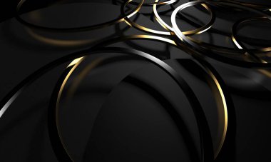 Luxury elegant background with shiny gold circle elements. 3d rendering