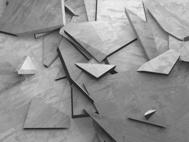 Rubble pile. Concrete stone pieces. 3d rendering