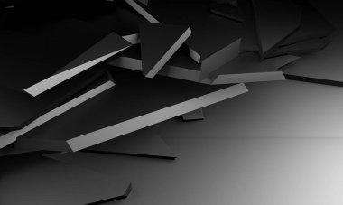 Çelik parçalanmış duvar parçaları. 3d oluşturma