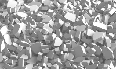 Pile of shattered white stone pieces. 3d rendering