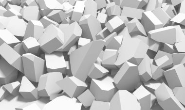 Pile of shattered white stone pieces. 3d rendering