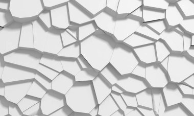 Pile of shattered white stone pieces. 3d rendering