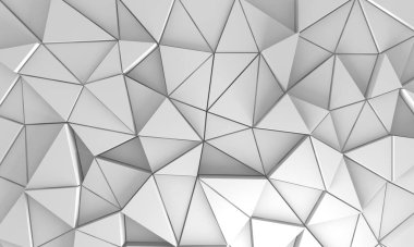 Beyaz Geometrik Poligon Soyut Arkaplan. 3d Hazırlama