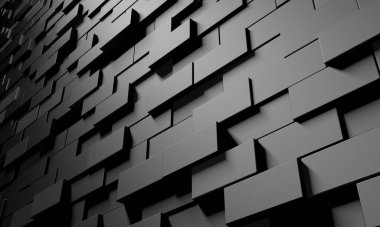 Soyut Karanlık Küpler Fütürist Tasarım Arkaplanı. 3d Görüntüleme