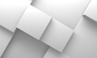 Beyaz küp yapısı. Soyut fütüristik geçmiş. 3d hazırlayıcı