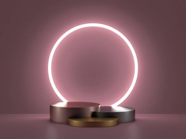 Soyut sahne podyum modeli. Ödül töreni konsepti. 3d hazırlayıcı