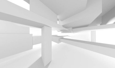 Beyaz Modern Arkaplan. Soyut Bina Konsepti. 3d Hazırlama