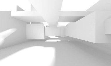 Beyaz Modern Arkaplan. Soyut Bina Konsepti. 3d Hazırlama