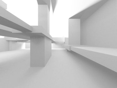 Beyaz Modern Arkaplan. Soyut Bina Konsepti. 3d Hazırlama