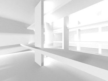 Aydınlatılmış koridor iç tasarımı. Boş Oda İç mimarisi. 3 Boyutlu Hazırlama