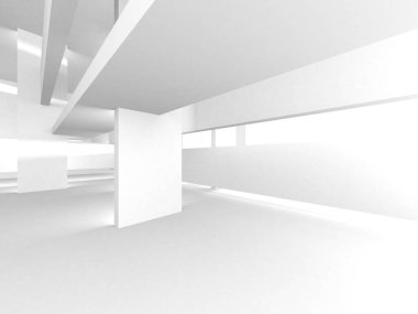 Aydınlatılmış koridor iç tasarımı. Boş Oda İç mimarisi. 3 Boyutlu Hazırlama