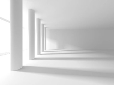 Aydınlatılmış koridor iç tasarımı. Boş Oda İç mimarisi. 3 Boyutlu Hazırlama