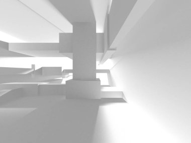 Soyut Beyaz Mimari Tasarım Konsepti. 3d Görüntüleme